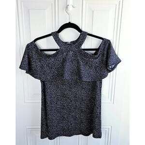 Michael Kors Peek a Boo Halter Neck Flutter Sleeve Blouse Size Medium Paisley